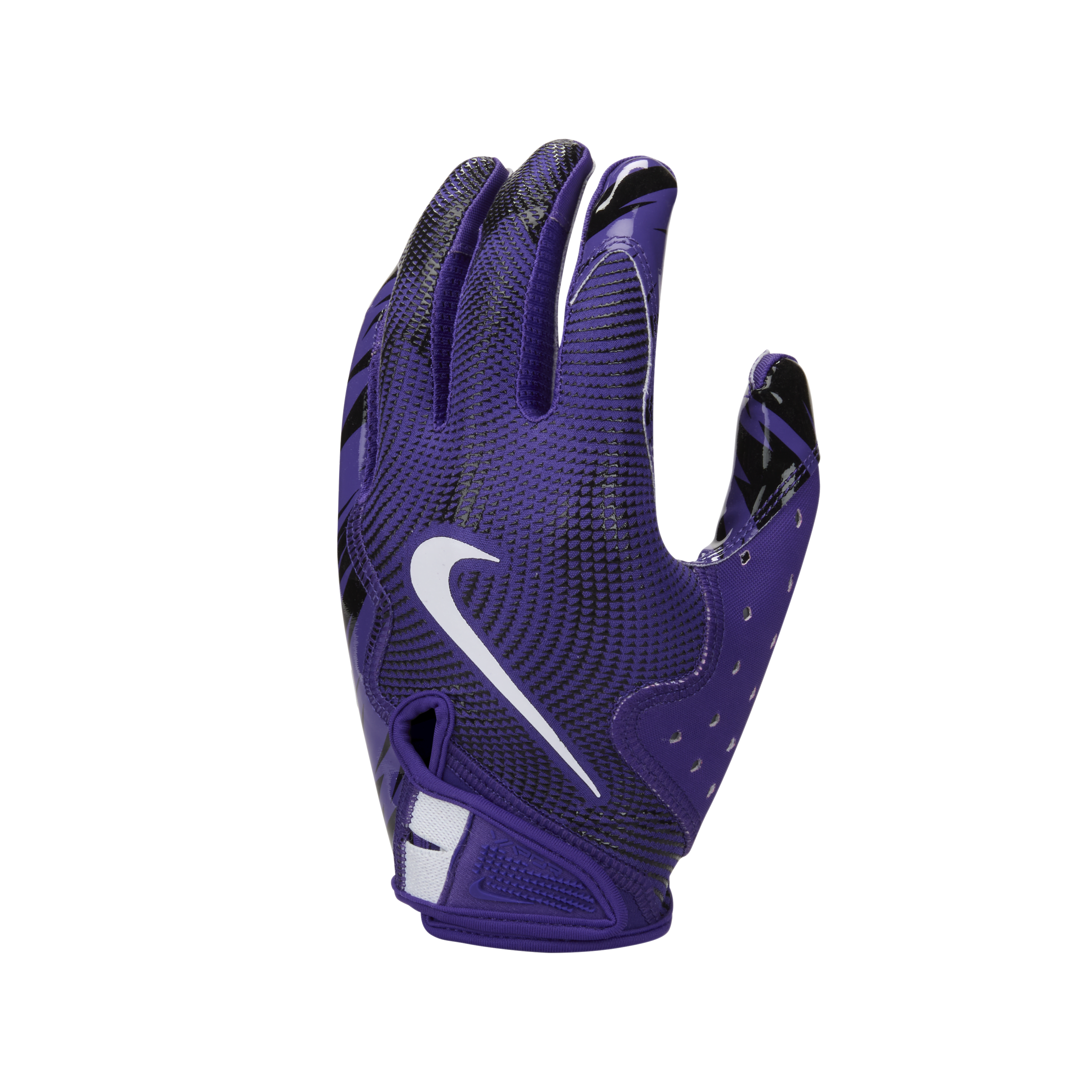 White and purple football gloves sales